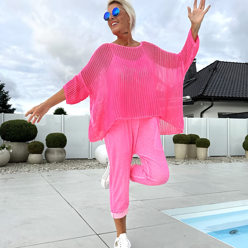 💜 LAST DAY PROMOTION - 50%OFF💜Women's Letter Print Jumpsuit + Hollow Smock Leisure Suit