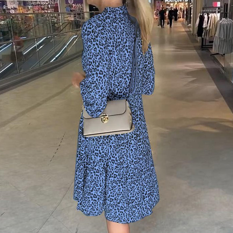 💜 LAST DAY PROMOTION - 50%OFF💜Women's Trendy Leopard Print V-Neck Loose Fit Dress