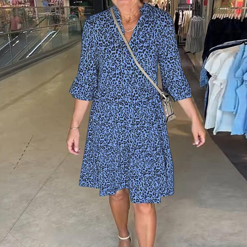 💜 LAST DAY PROMOTION - 50%OFF💜Women's Trendy Leopard Print V-Neck Loose Fit Dress