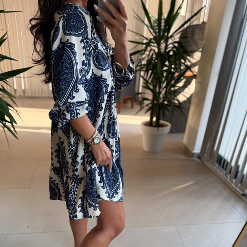 💜LAST DAY PROMOTION - 50%OFF💜Women’s Fashion Print V-Neck Mini Dress