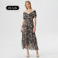 💜LAST DAY PROMOTION - 50%OFF💜Women's Off-the-Shoulder V-Neck Printed Dress