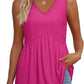 💜LAST DAY PROMOTION - 50%OFF💜Women's Print Flowy Sleeveless V Neck Peplum Tank Tops