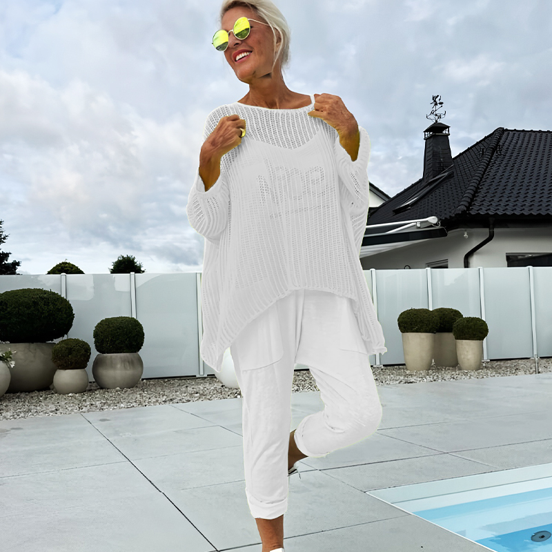 💜 LAST DAY PROMOTION - 50%OFF💜Women's Letter Print Jumpsuit + Hollow Smock Leisure Suit