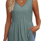 💜LAST DAY PROMOTION - 50%OFF💜Women's Print Flowy Sleeveless V Neck Peplum Tank Tops