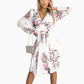 💜 LAST DAY PROMOTION - 50%OFF💜Women's V-Neck White Floral Dress With Belt