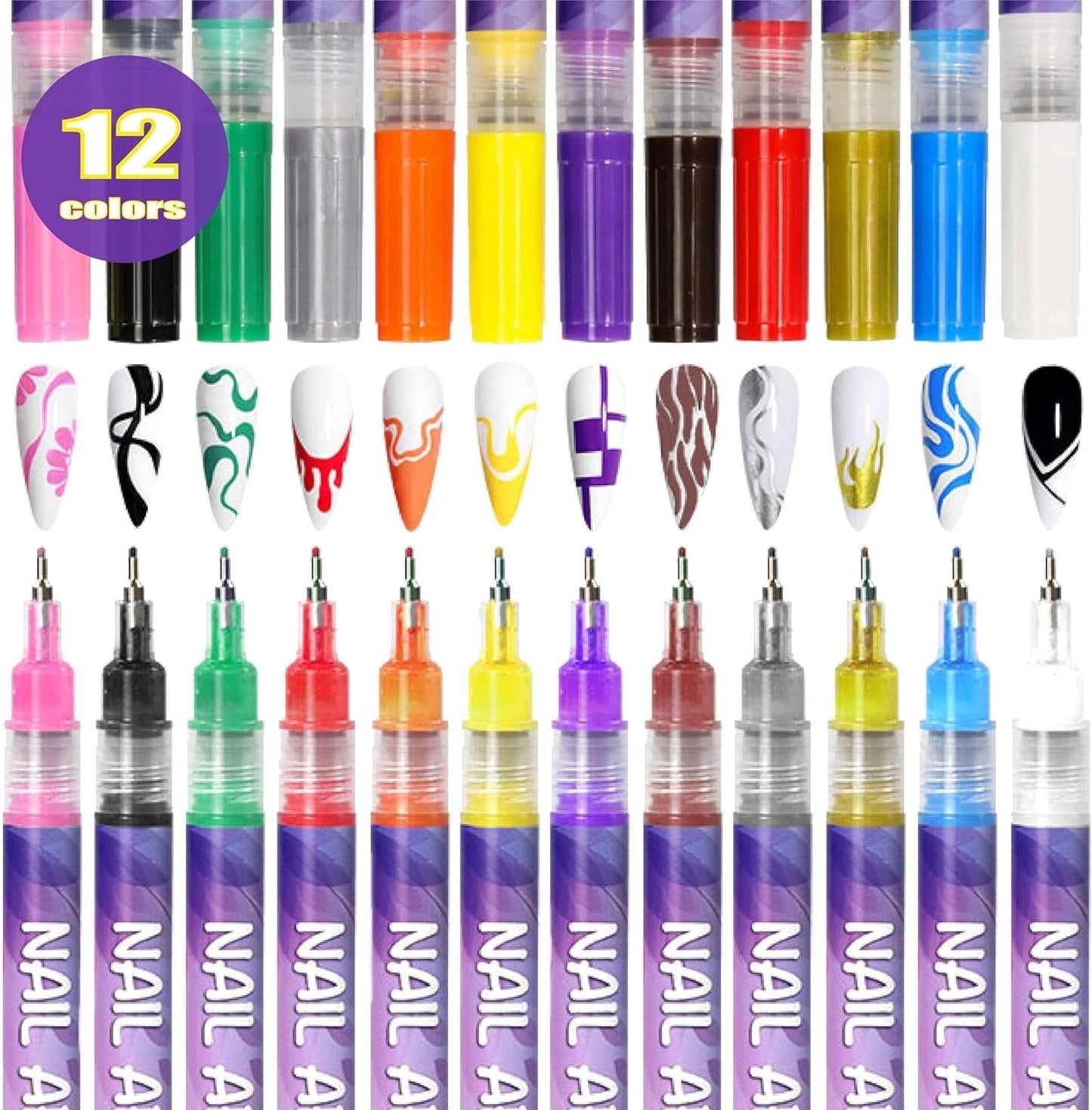 💜 LAST DAY PROMOTION - 50%OFF 💜12 Colors Nail Art Pens Set