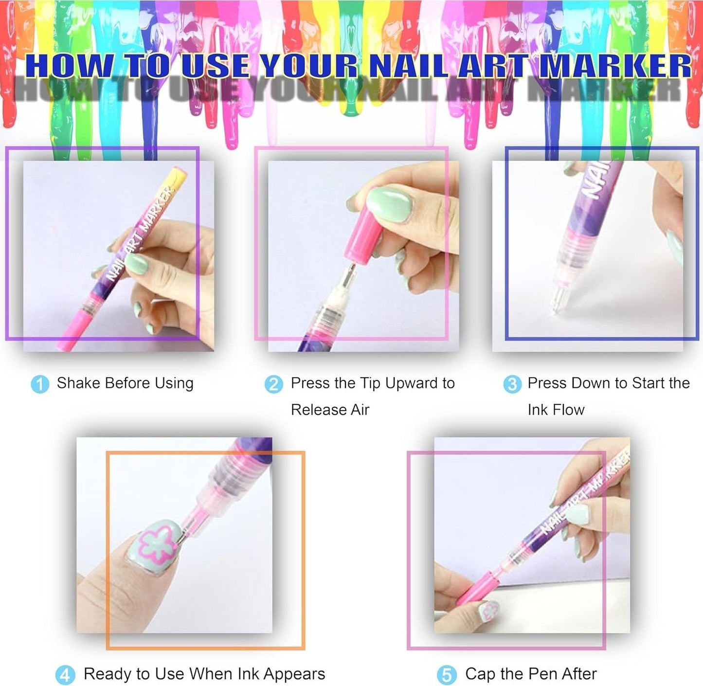 💜 LAST DAY PROMOTION - 50%OFF 💜12 Colors Nail Art Pens Set