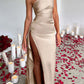 💜 LAST DAY PROMOTION 50%OFF 💜Fits Your Curves Satin One Shoulder Drape Slit Maxi Dress
