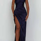 💜 LAST DAY PROMOTION 50%OFF 💜Fits Your Curves Satin One Shoulder Drape Slit Maxi Dress
