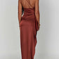 💜 LAST DAY PROMOTION 50%OFF 💜Fits Your Curves Satin One Shoulder Drape Slit Maxi Dress