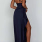 💜 LAST DAY PROMOTION 50%OFF 💜Fits Your Curves Satin One Shoulder Drape Slit Maxi Dress
