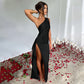 💜 LAST DAY PROMOTION 50%OFF 💜Fits Your Curves Satin One Shoulder Drape Slit Maxi Dress