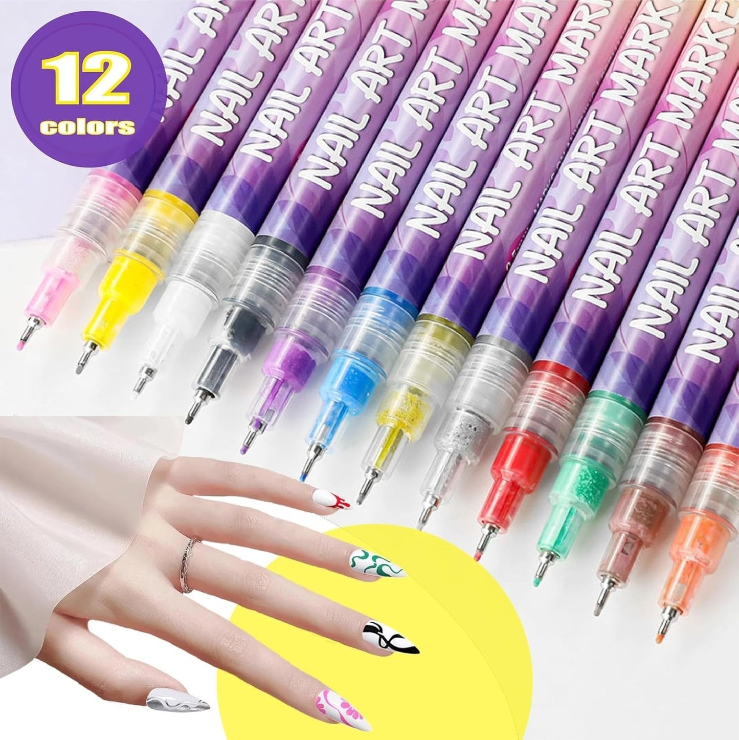 💜 LAST DAY PROMOTION - 50%OFF 💜12 Colors Nail Art Pens Set