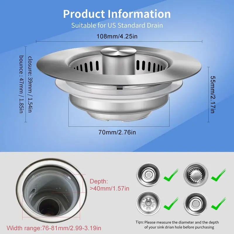 🔥LAST DAY PROMOTION - 50%OFF🔥3 in 1 Kitchen Sink Drain Strainer Kitchen Gadgets