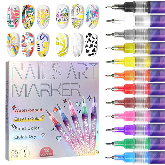 💜 LAST DAY PROMOTION - 50%OFF 💜12 Colors Nail Art Pens Set
