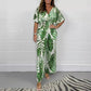 💜LAST DAY PROMOTION - 50%OFF💜Women's Summer Fashion Leaf Print Plus Size Bodysuit with Elastic Waist