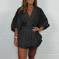 💜 LAST DAY PROMOTION - 50%OFF💜V-Neck Top & Ruffle Hem Shorts Set