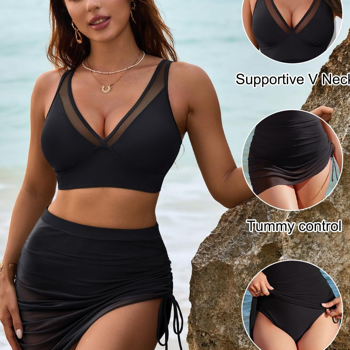 👙2025 LAST DAY SALE 50% OFF💐Swim Skirt High Waisted Bikini Sets Tummy Control Swimsuits