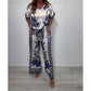 💜 LAST DAY PROMOTION - 50%OFF💜Women's Casual V-Neck Short Sleeve Top Wide Leg Pants Set
