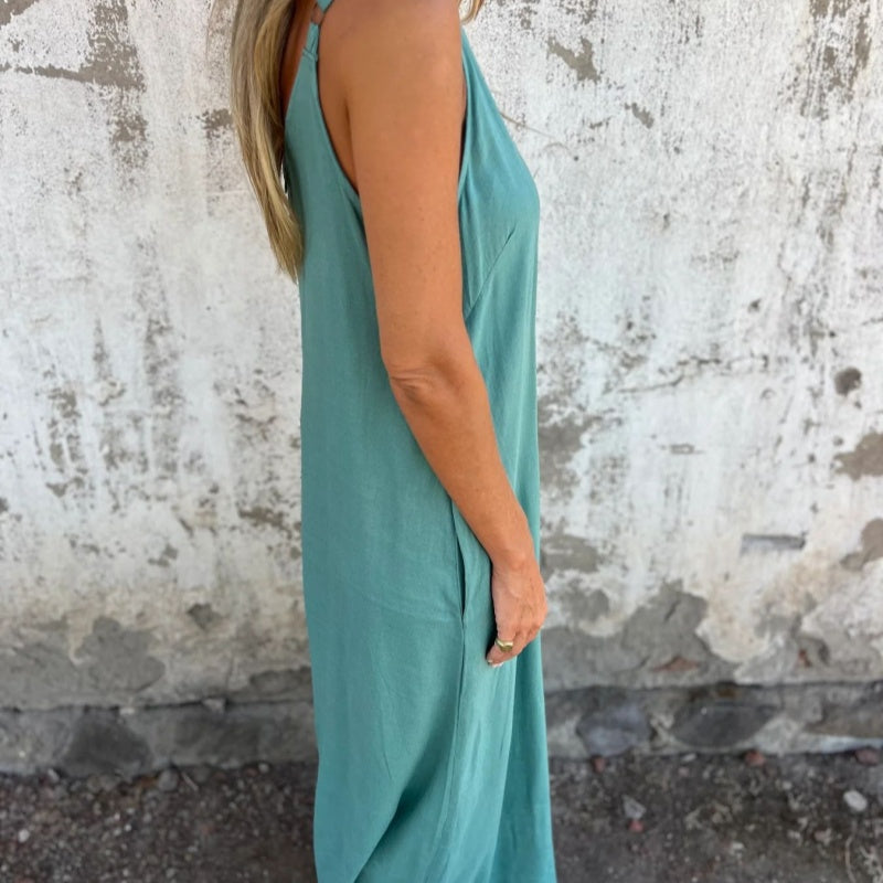 💜LAST DAY PROMOTION - 50%OFF💜Women's Casual Loose Cotton-Linen Blend Jumpsuit with Pockets and Adjustable Straps
