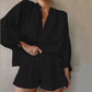 💜 LAST DAY PROMOTION - 50%OFF💜Women's Breathable Elegant Loose-Fit Puff Sleeve 2-Piece Set