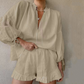 💜 LAST DAY PROMOTION - 50%OFF💜Women's Breathable Elegant Loose-Fit Puff Sleeve 2-Piece Set