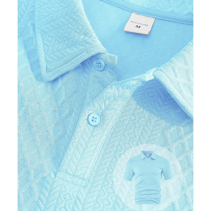 💜LAST DAY PROMOTION - 50%OFF💜Men’s Diamond Pattern Turn-Down Collar Short Sleeve Top & Drawstring Shorts 2-Piece Set