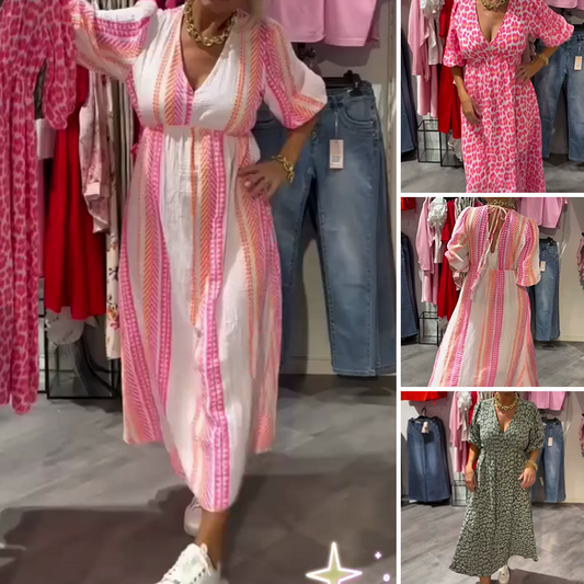 💜 LAST DAY PROMOTION - 50%OFF💜Women's V-Neck Printed Dress