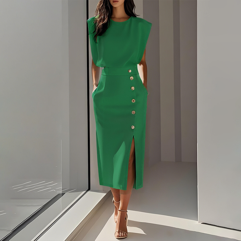 💜LAST DAY PROMOTION - 50%OFF💜French Elegance! Slit Midi Skirt | Draped Fabric with a Slight Waist Tuck