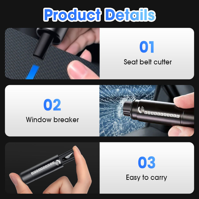 🔥LAST DAY - BUY 2 GET 1 FREE🔥Multi-Functional Dual-Headed Car Safety Hammer