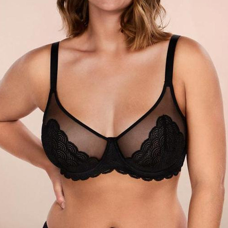 💜 LAST DAY PROMOTION - 50%OFF💜Mermaid Scales Lace with Steel Ring Push-up Full Coverage Bra