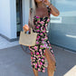 💜LAST DAY PROMOTION - 50%OFF💜Women's Elegant Floral Print Side Slit Dress