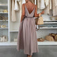 💜LAST DAY PROMOTION - 50%OFF💜Women’s Spaghetti Strap Maxi Dress with Waist Tie