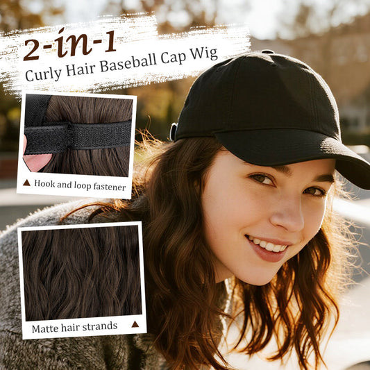 💜 LAST DAY PROMOTION - 50%OFF💜2-in-1 Curly Hair Baseball Cap Wig