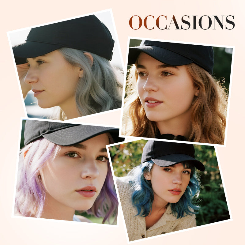 💜 LAST DAY PROMOTION - 50%OFF💜2-in-1 Curly Hair Baseball Cap Wig