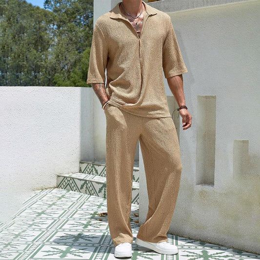 💜LAST DAY PROMOTION - 50%OFF💜Men's 2 Pieces Short Sleeve V-Neck Top & Pants Sets