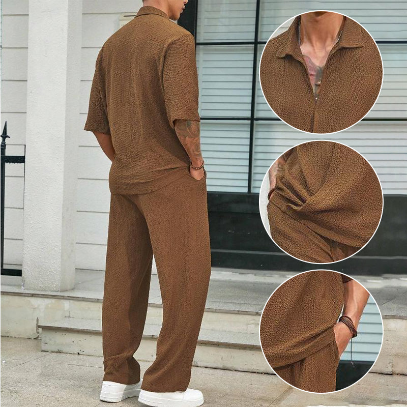 💜LAST DAY PROMOTION - 50%OFF💜Men's 2 Pieces Short Sleeve V-Neck Top & Pants Sets