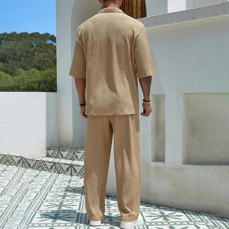 💜LAST DAY PROMOTION - 50%OFF💜Men's 2 Pieces Short Sleeve V-Neck Top & Pants Sets
