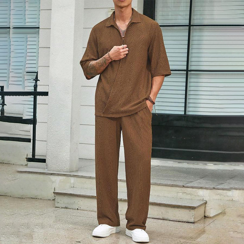 💜LAST DAY PROMOTION - 50%OFF💜Men's 2 Pieces Short Sleeve V-Neck Top & Pants Sets