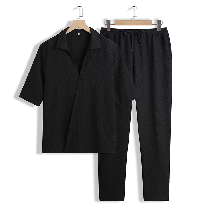 💜LAST DAY PROMOTION - 50%OFF💜Men's 2 Pieces Short Sleeve V-Neck Top & Pants Sets