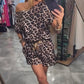 💜 LAST DAY PROMOTION - 50%OFF💜Leopard Print Off-Shoulder Top & Shorts Set