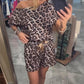 💜 LAST DAY PROMOTION - 50%OFF💜Leopard Print Off-Shoulder Top & Shorts Set