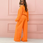 💜 LAST DAY PROMOTION - 50%OFF 💜Fashionable and Minimalist Round Neck Top & Wide Leg Pants 2-Piece Set