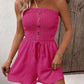 💜LAST DAY PROMOTION - 50%OFF💜Women's Strapless Frill Trim Shirred Tie Front Wide Leg Tube Romper