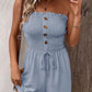 💜LAST DAY PROMOTION - 50%OFF💜Women's Strapless Frill Trim Shirred Tie Front Wide Leg Tube Romper